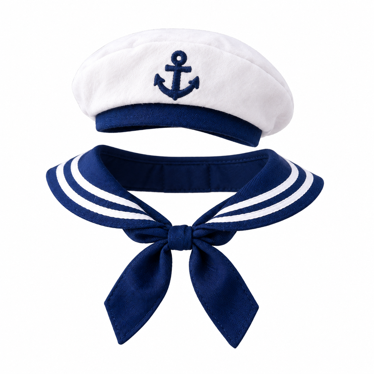 Nautical Sailor Cat Costume Set – Adorable Captain Hat & Collar for Cats