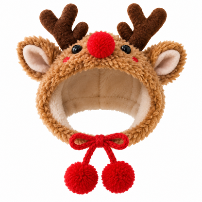 Christmas Reindeer Pet Hat – Cozy Holiday Costume for Cats & Small Dogs