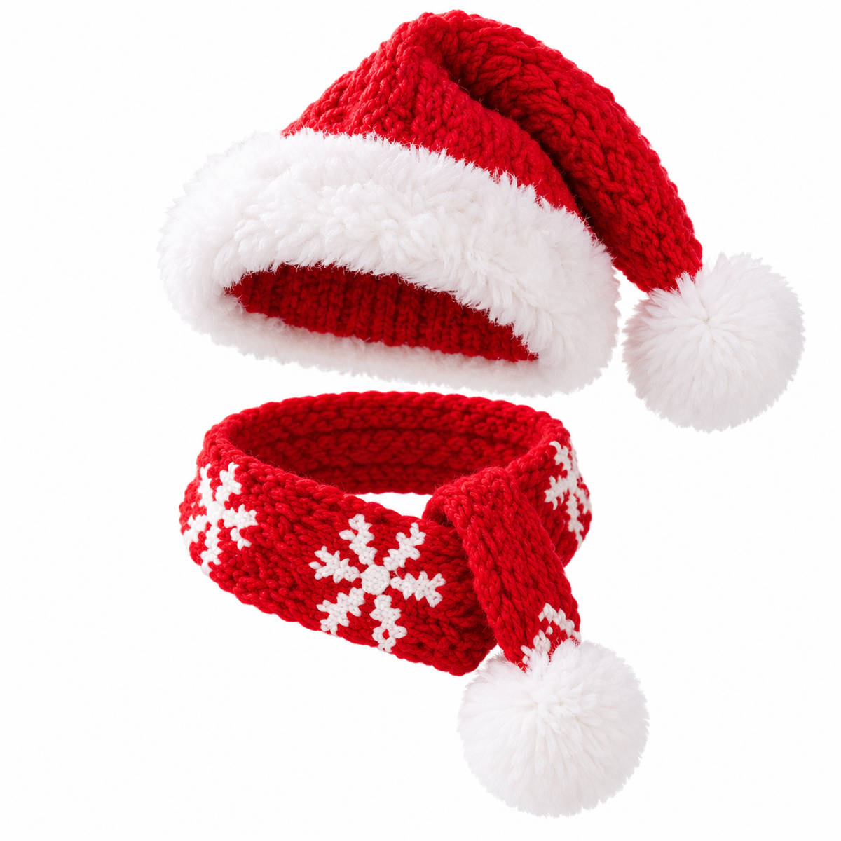 Christmas Cozy Cat Set – Santa Hat & Snowflake Scarf for Cats