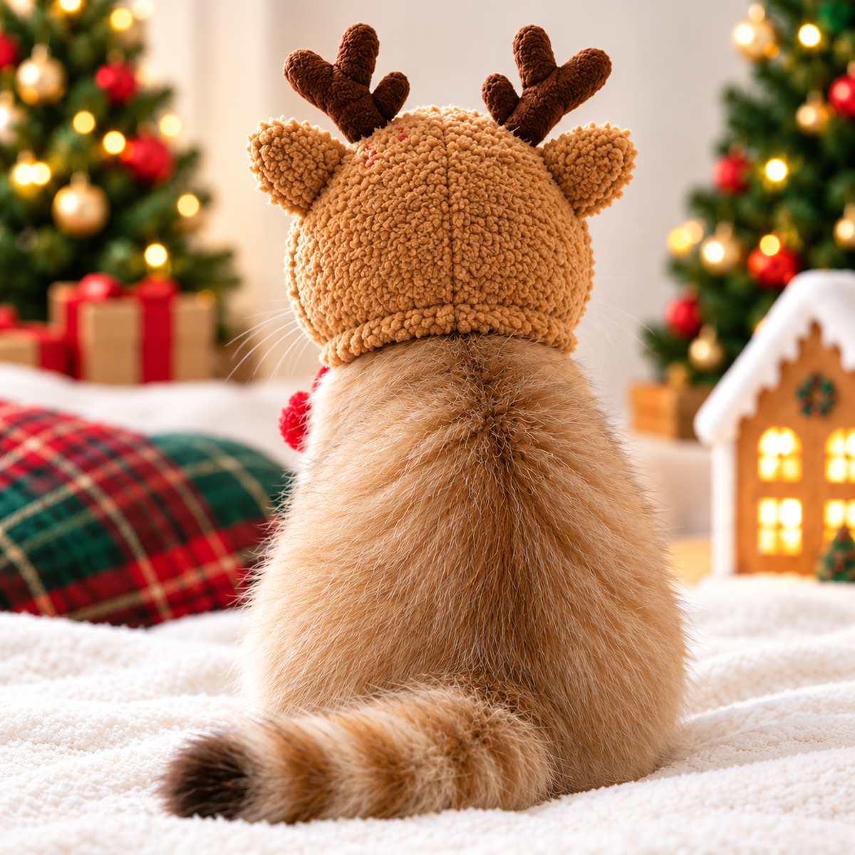Christmas Reindeer Pet Hat – Cozy Holiday Costume for Cats & Small Dogs