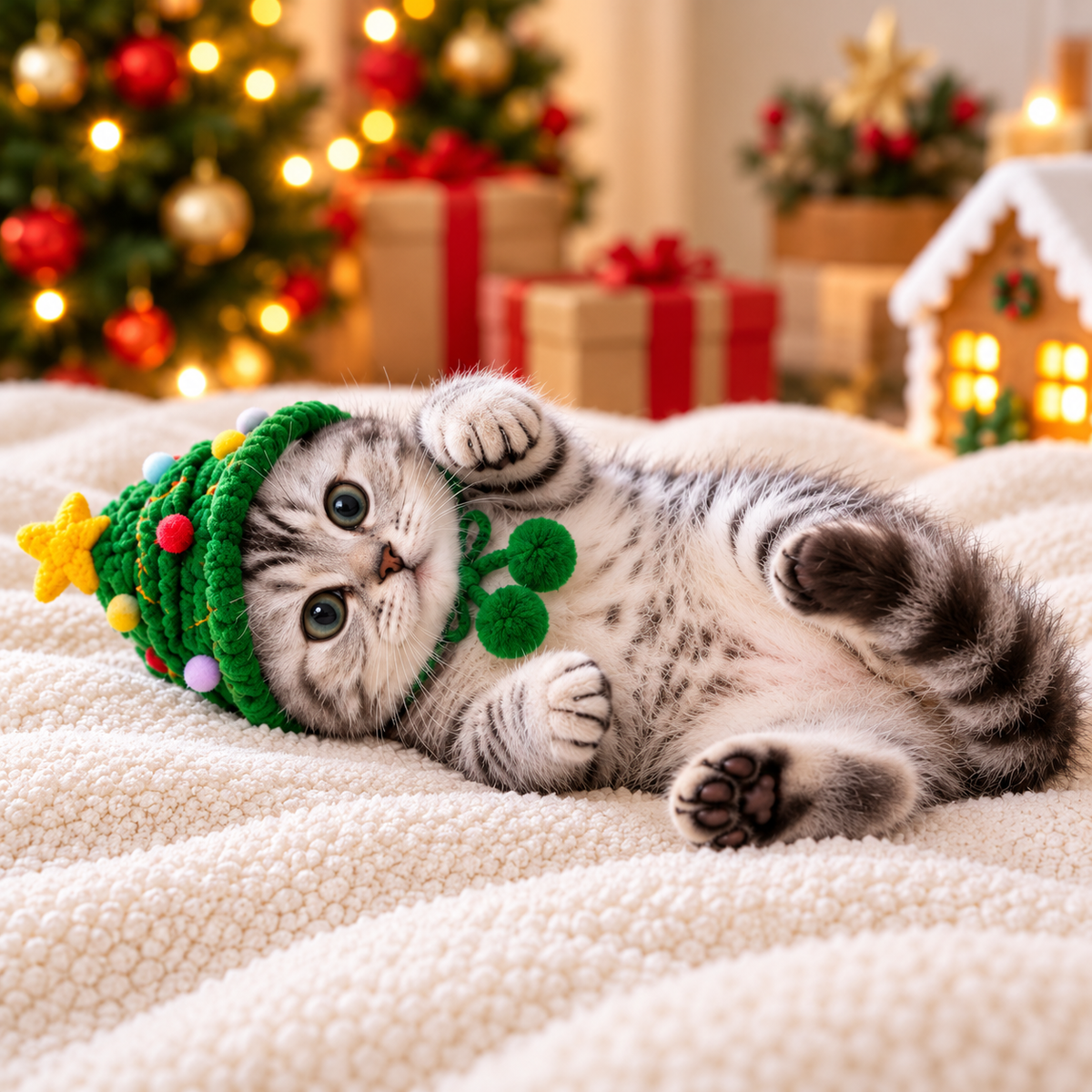 Christmas Tree Pet Hat – Cozy Holiday Costume for Cats & Small Dogs