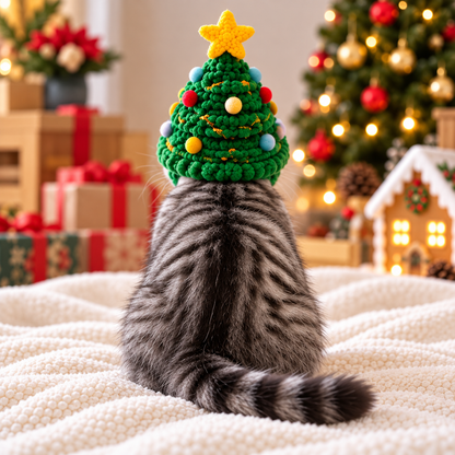 Christmas Tree Pet Hat – Cozy Holiday Costume for Cats & Small Dogs
