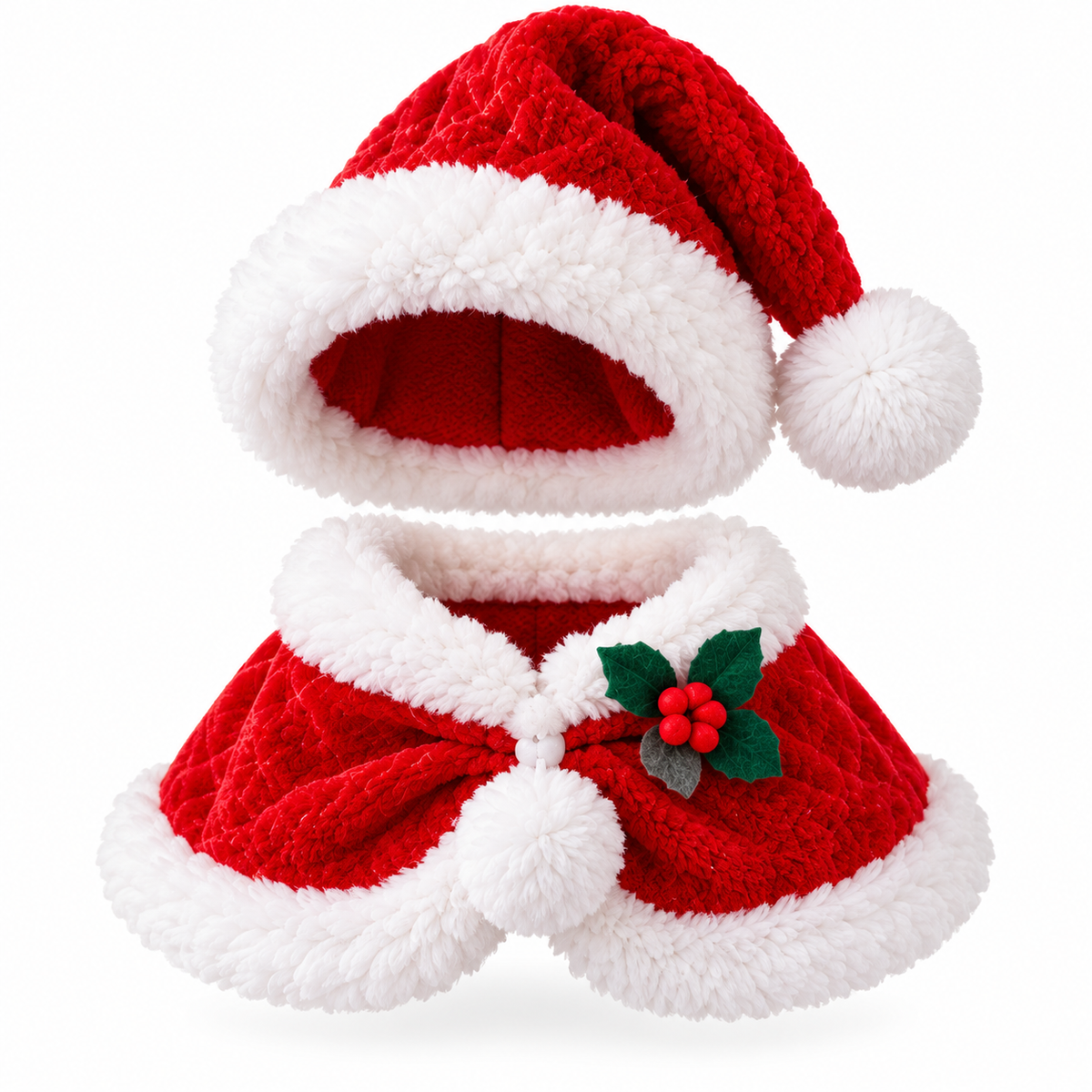 Christmas Santa Pet Costume Set – Cozy Hat & Cape for Cats and Small Dogs