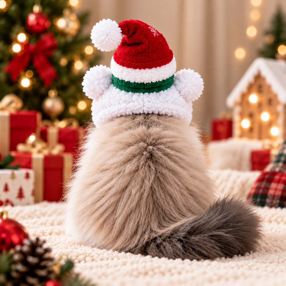 Christmas Snowman Pet Hat – Cozy Holiday Costume for Cats & Small Dogs