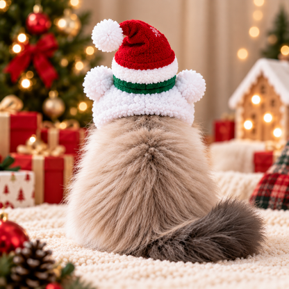 Christmas Snowman Pet Hat – Cozy Holiday Costume for Cats & Small Dogs
