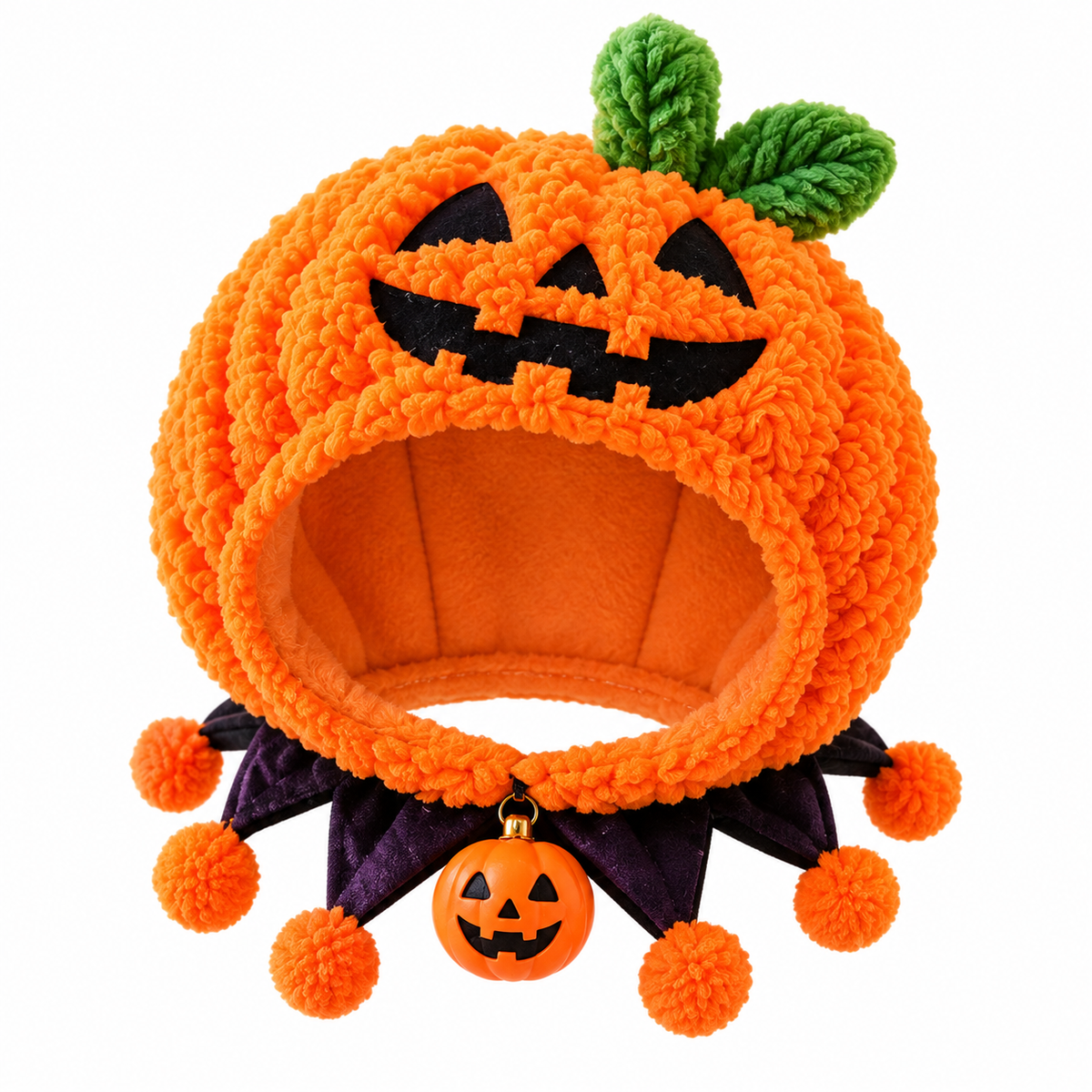 Halloween Pumpkin Pet Hat – Jack-O’-Lantern Costume for Cats & Small Dogs