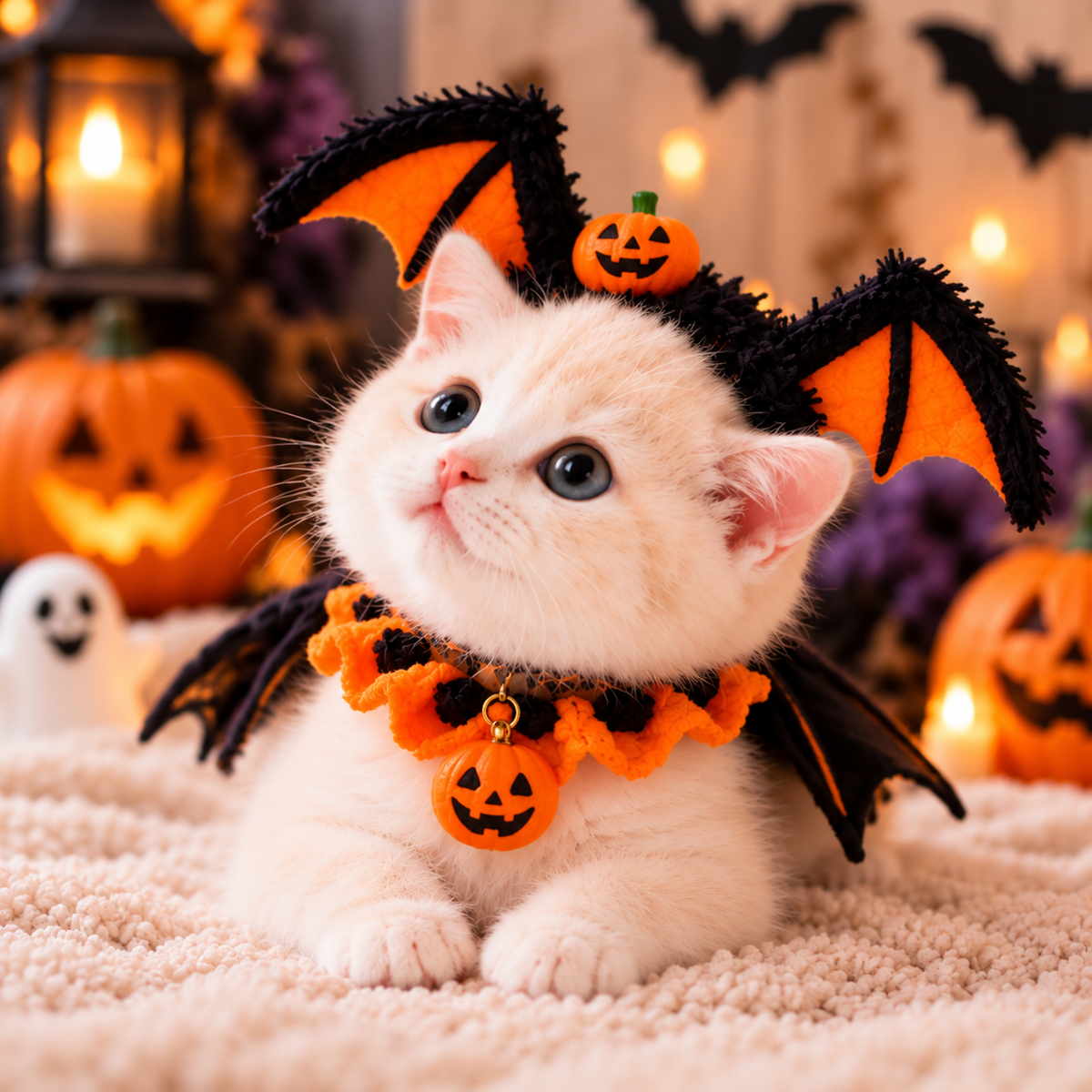 Halloween Bat Pet Costume Set – Bat Wing Headband & Collar for Cats & Small Dogs