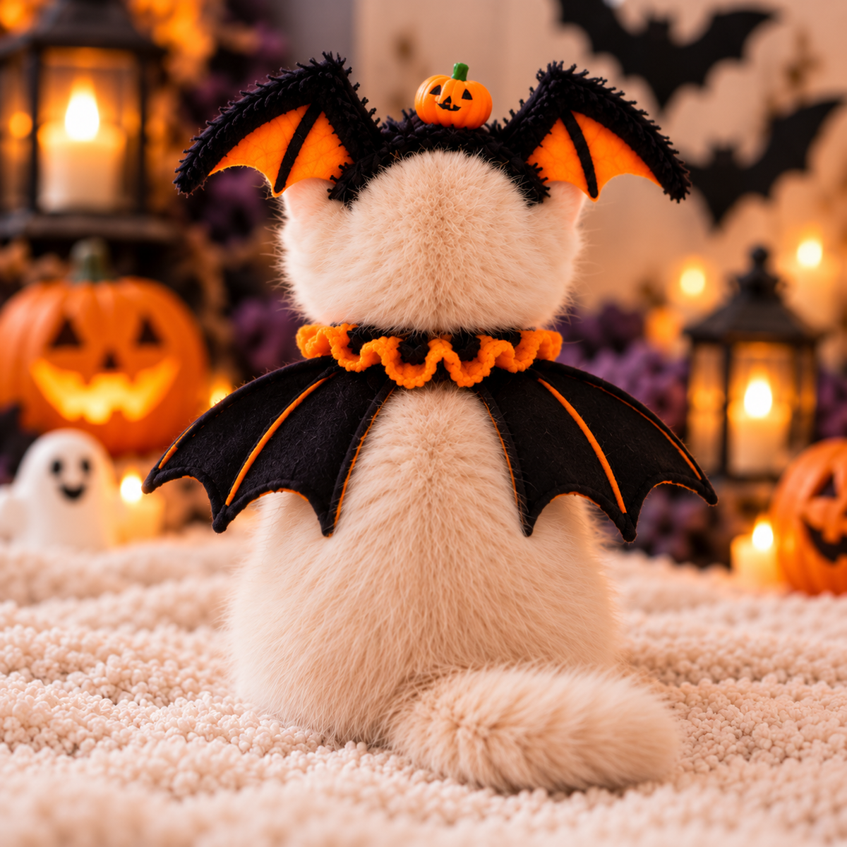 Halloween Bat Pet Costume Set – Bat Wing Headband & Collar for Cats & Small Dogs