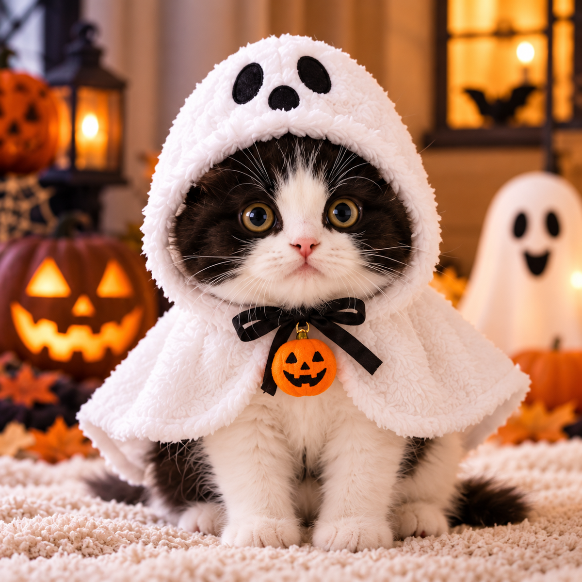 Cozy Ghost Pet Cape — Cute Halloween Costume for Cats & Small Pets