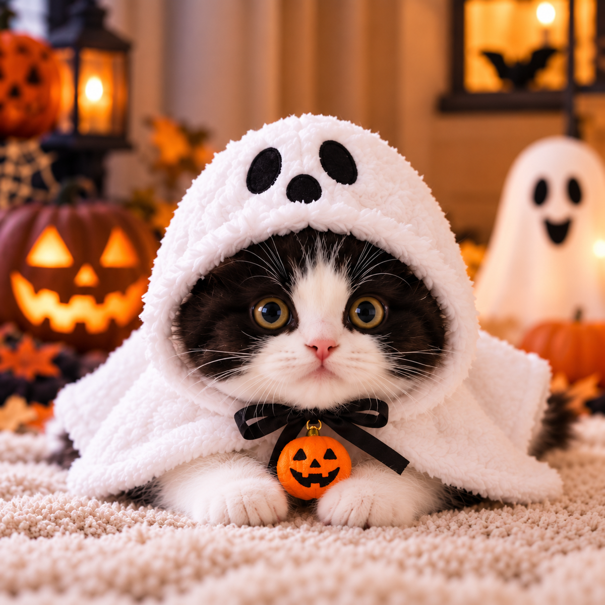 Cozy Ghost Pet Cape — Cute Halloween Costume for Cats & Small Pets