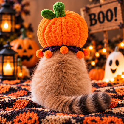 Halloween Pumpkin Pet Hat – Jack-O’-Lantern Costume for Cats & Small Dogs