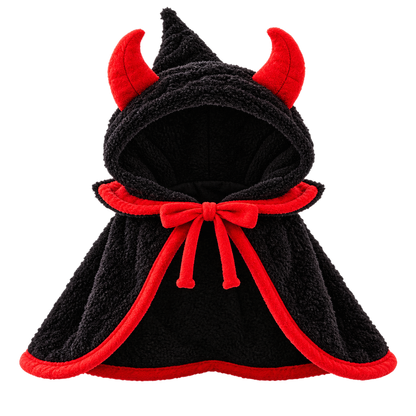 Halloween Devil Cat Costume – Cozy Horned Cape for Cats & Small Pets